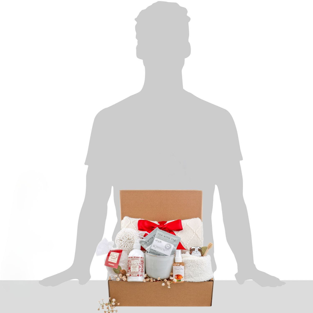 Thinking of You Gift Box - Blanket Tea, Honey, Mug, Socks and More - by Beyond the Bow Gits