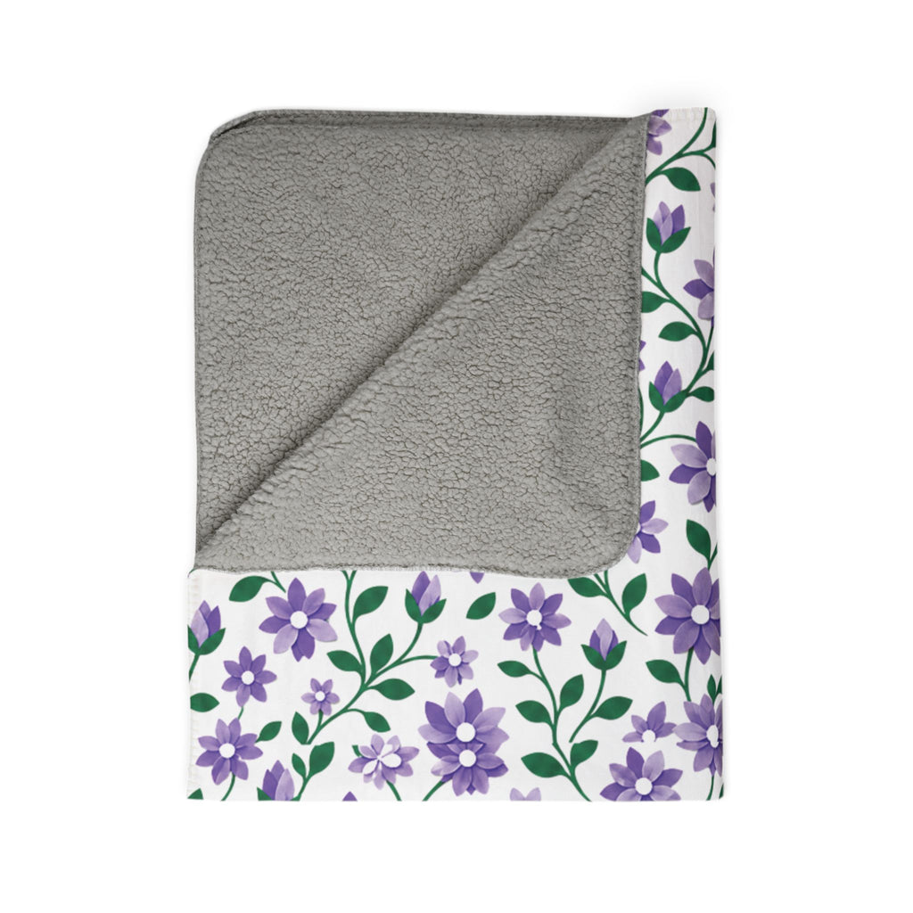 Lavender Phlox Floral Fleece Sherpa Blanket — Cozy Throw