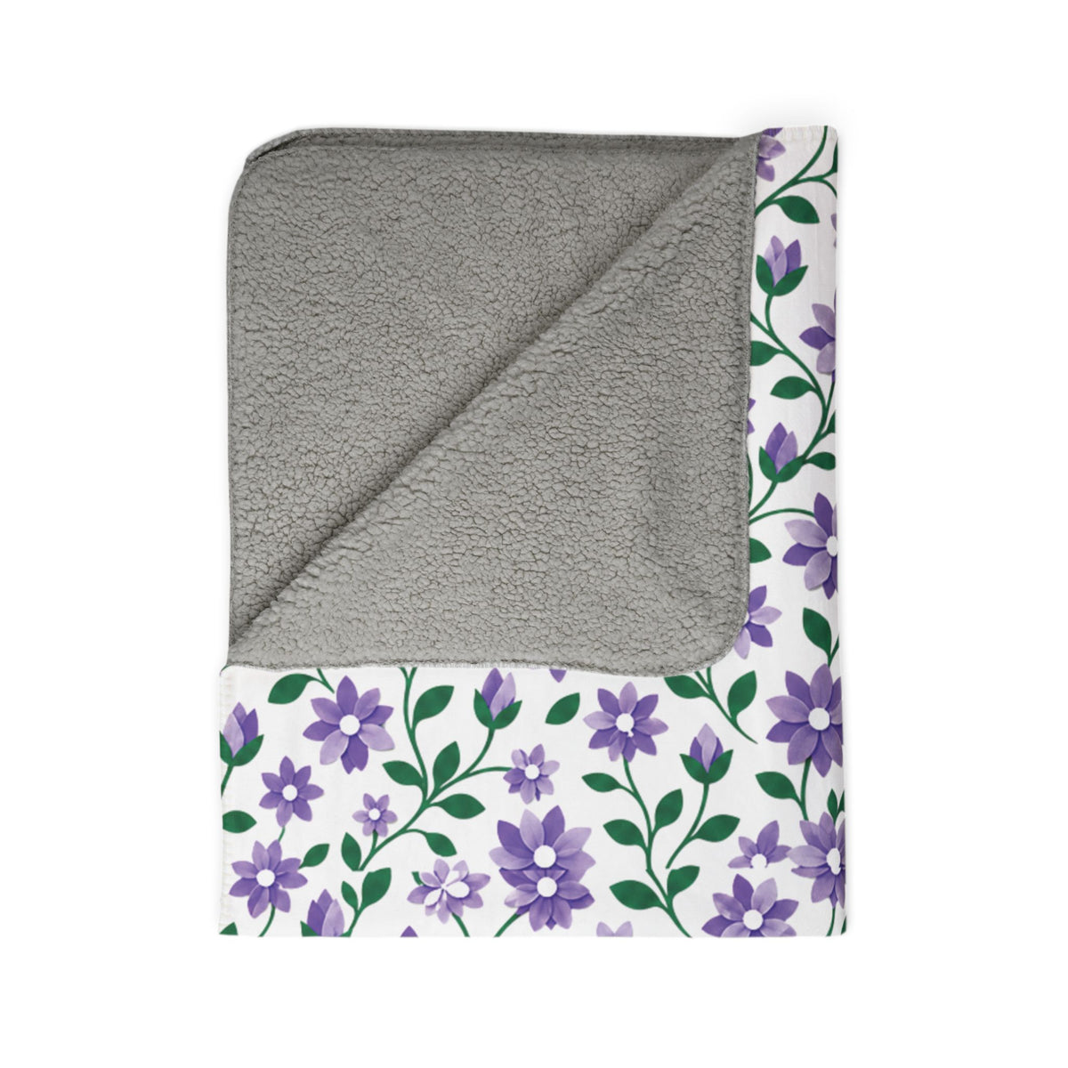 Lavender Phlox Floral Fleece Sherpa Blanket — Cozy Throw