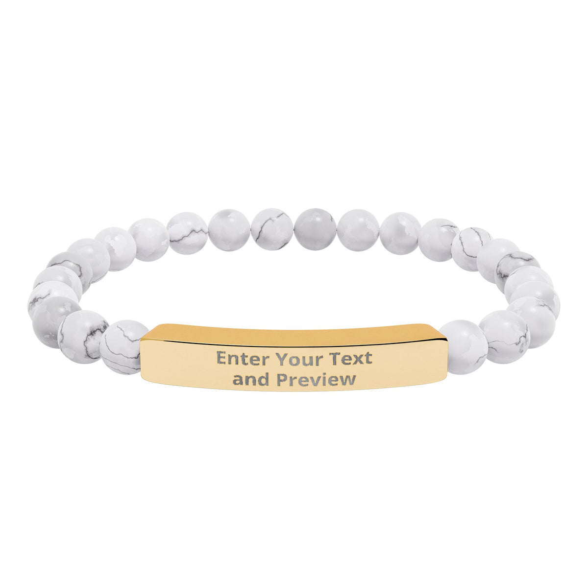 Personalize your Own Natural Stone Stretch Bar Bracelet (Engraving)