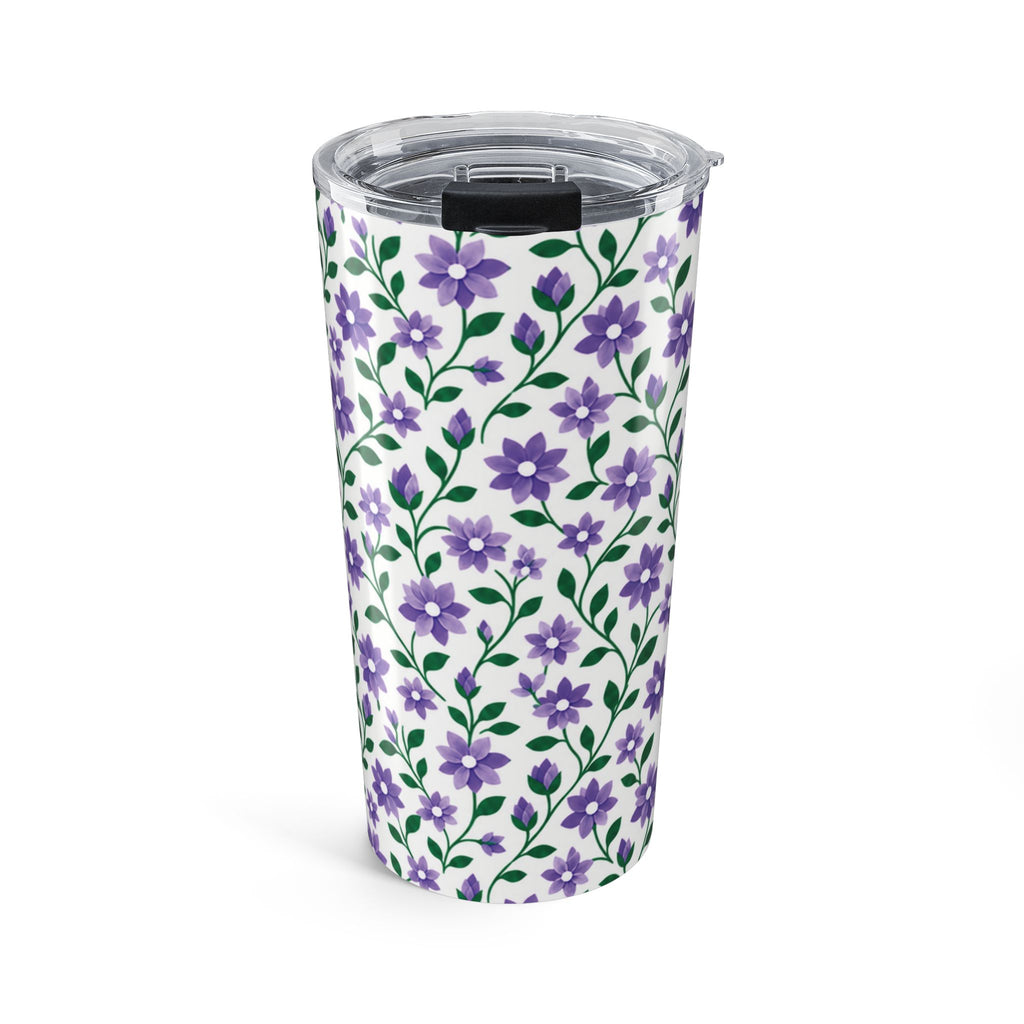 20oz Floral Tumbler – Insulated Travel Cup - Purple Cascades