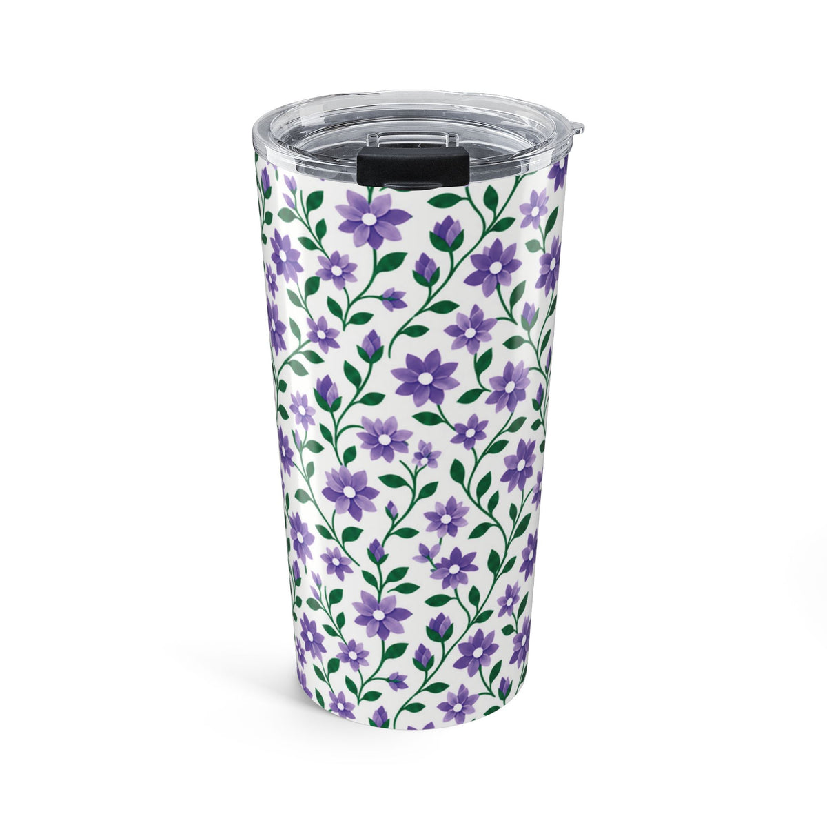 20oz Floral Tumbler – Insulated Travel Cup - Purple Cascades
