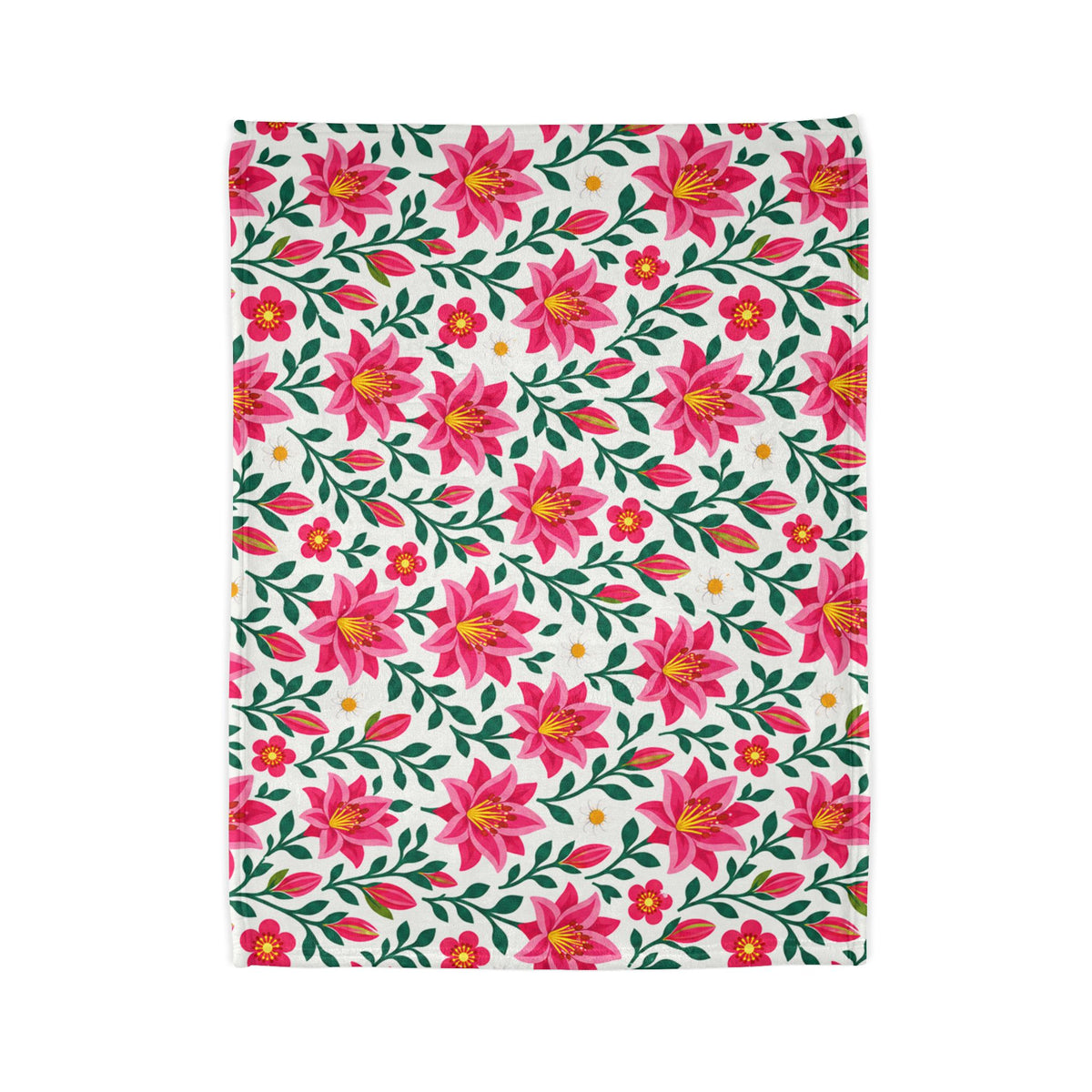 Pink Lily Floral Fleece Blanket — Cozy Throw