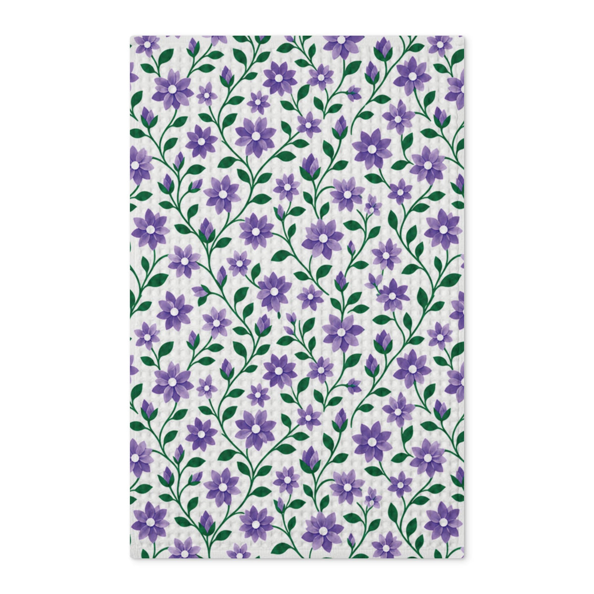 Kitchen Tea Towel 16" x 25" Double-Sided - Floral - Purple Cascades
