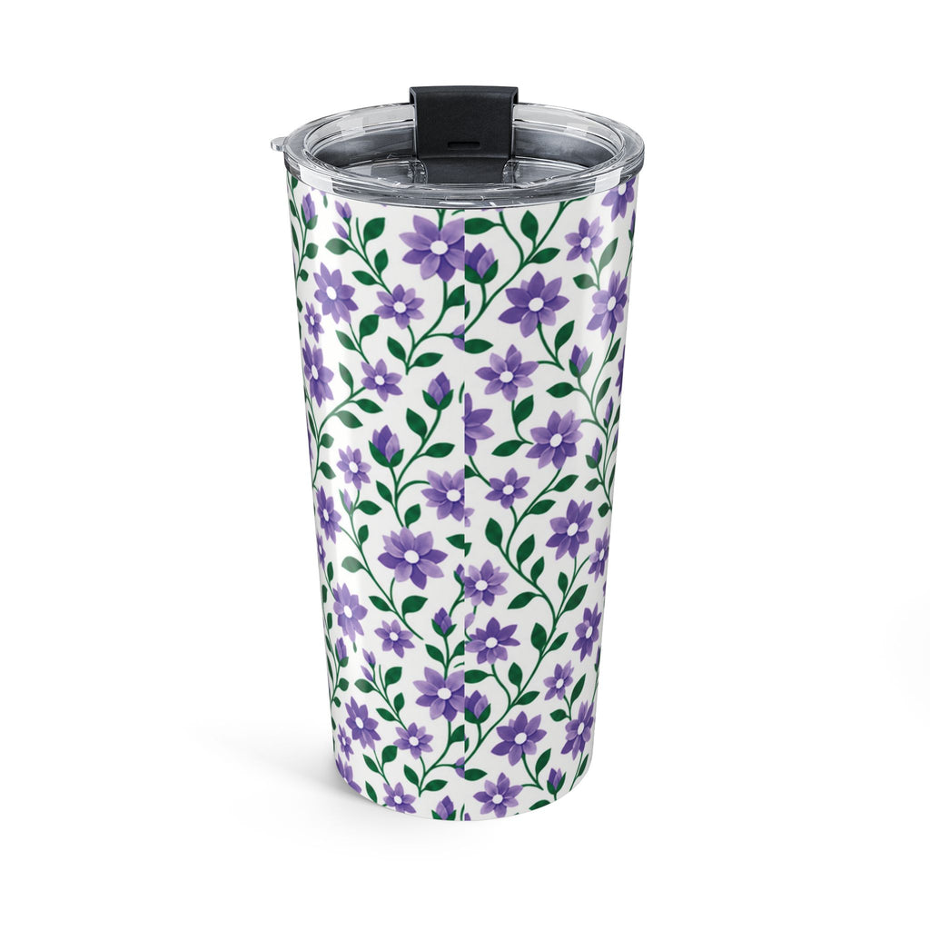 20oz Floral Tumbler – Insulated Travel Cup - Purple Cascades