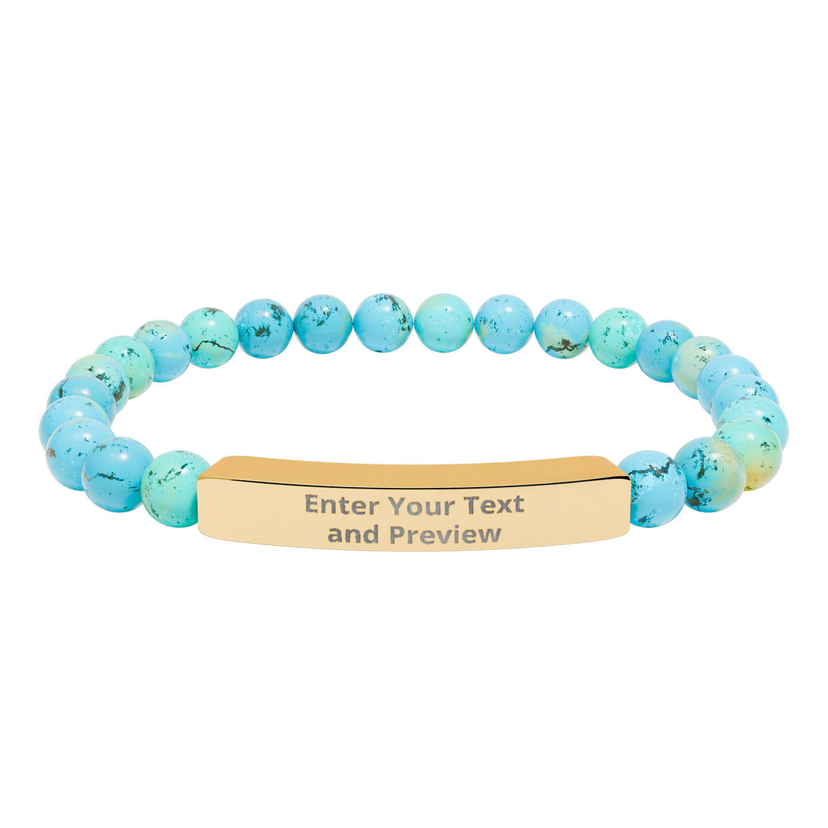 Personalize your Own Natural Stone Stretch Bar Bracelet (Engraving)