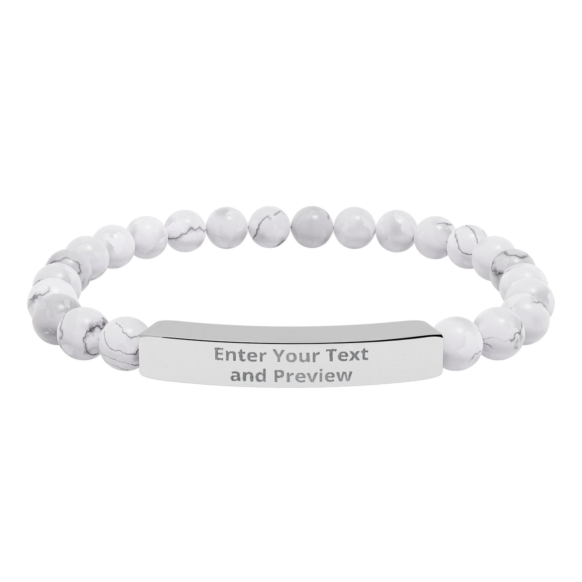 Personalize your Own Natural Stone Stretch Bar Bracelet (Engraving)