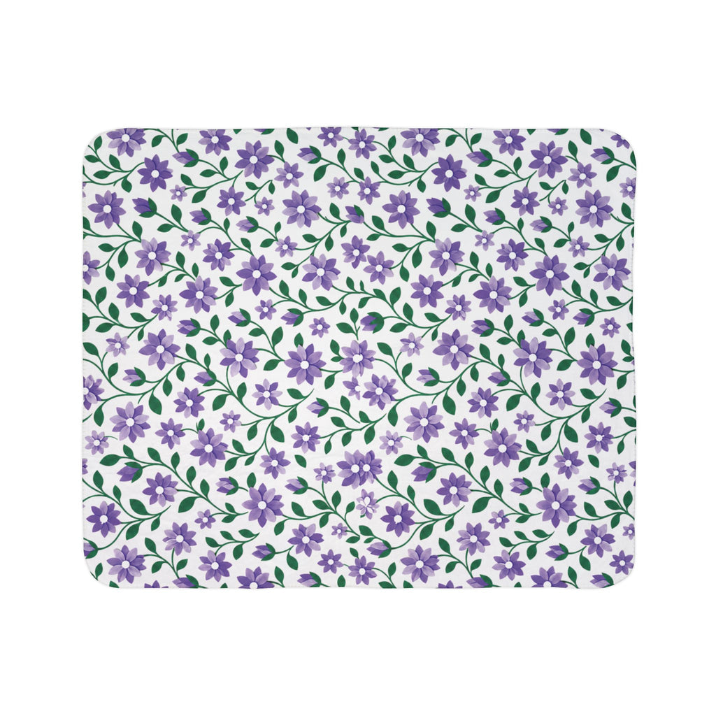 Lavender Phlox Floral Fleece Sherpa Blanket — Cozy Throw