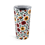 20oz Floral Stainless Steel Tumbler — Sunflower & Rose Insulated Travel Cup