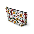 Floral Accessory Pouch — T‑Bottom Makeup Bag - Sunflower Roses