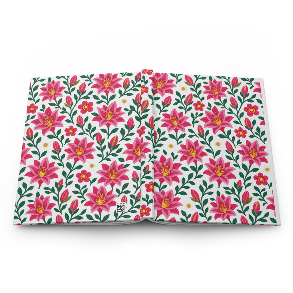 Floral Pink Lily Hardcover Journal — Lined Notebook for Notes & Gratitude