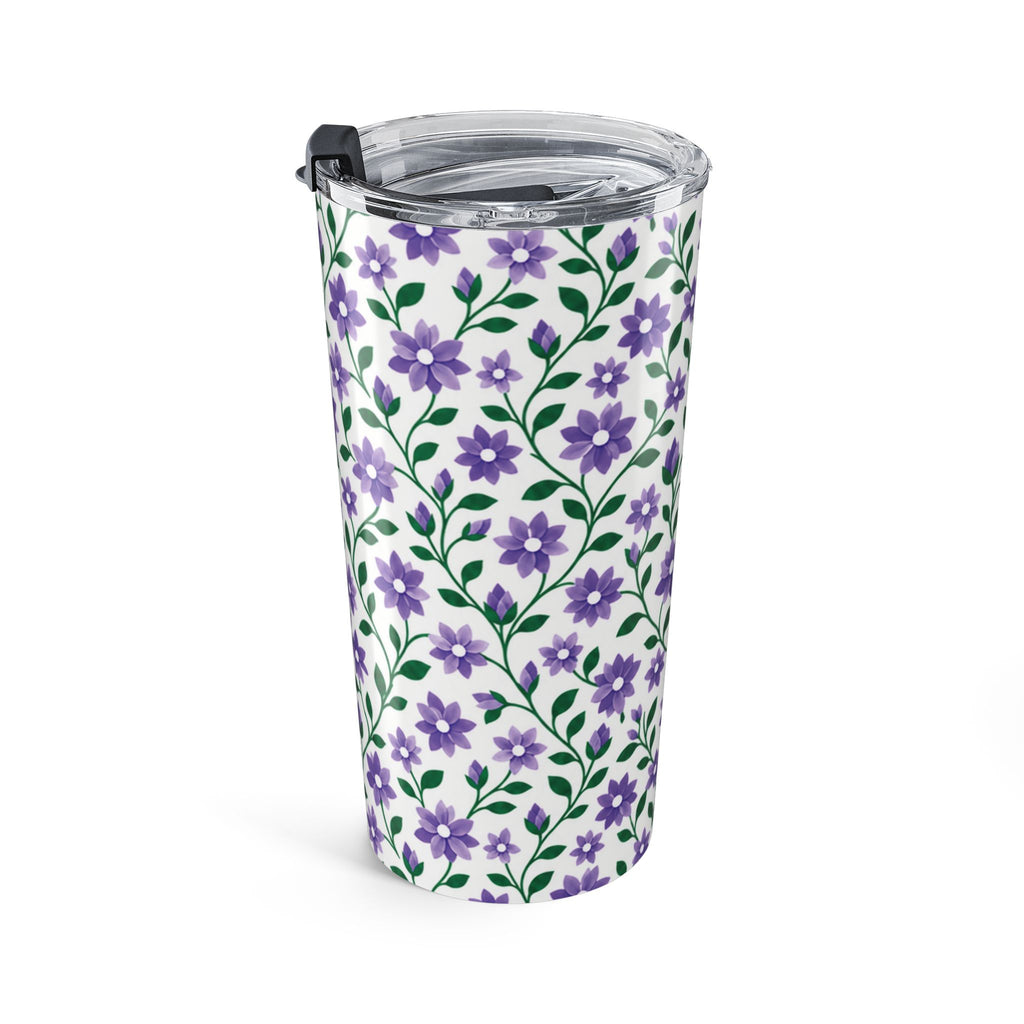 20oz Floral Tumbler – Insulated Travel Cup - Purple Cascades