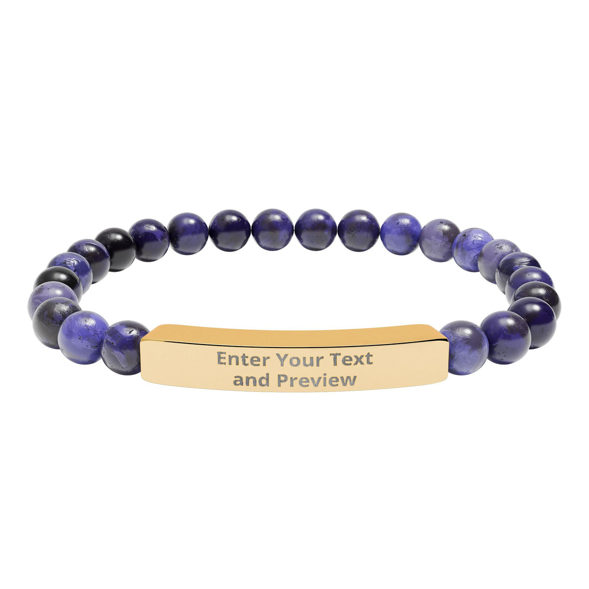 Personalize your Own Natural Stone Stretch Bar Bracelet (Engraving)