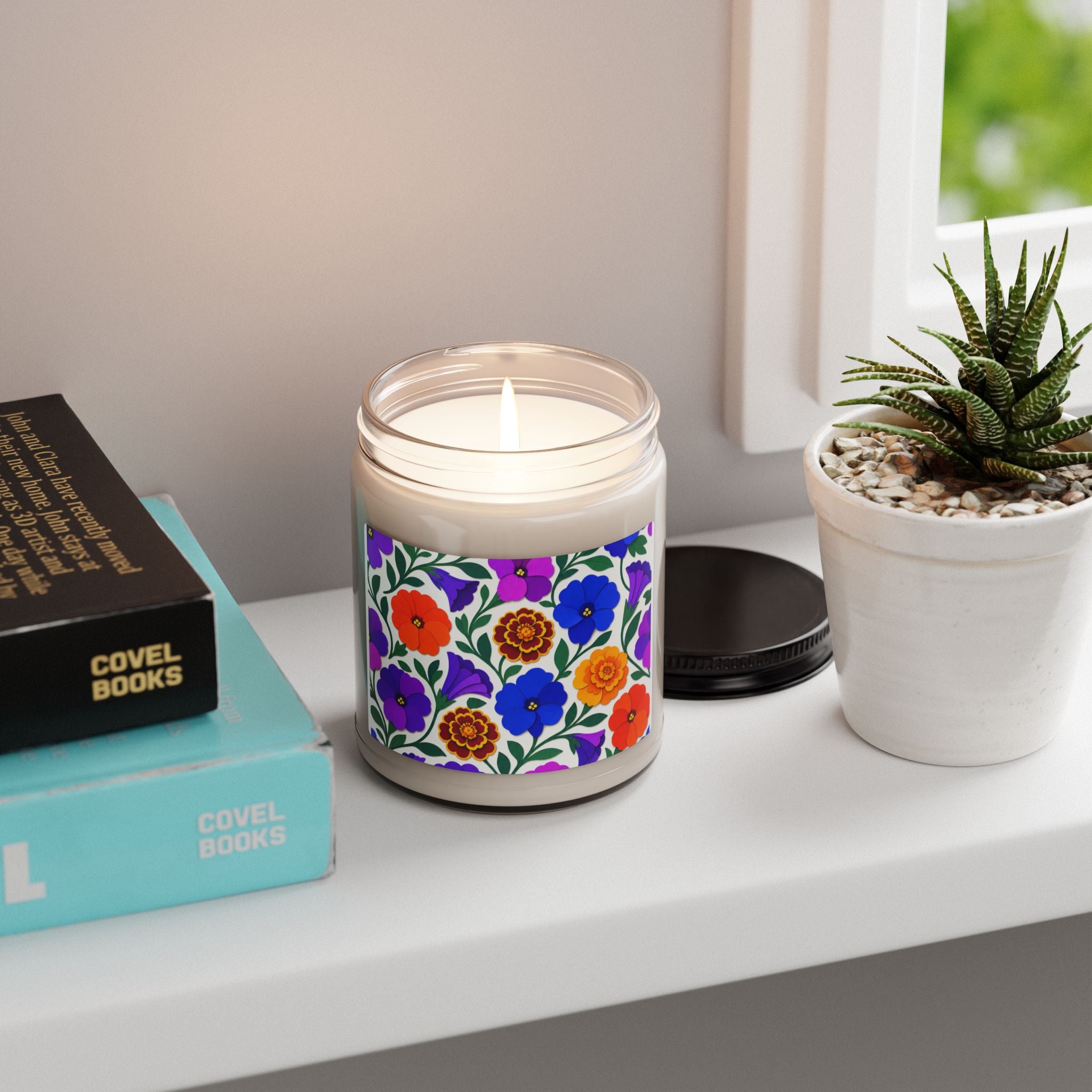 Floral Fiesta Soy Candle — 9oz Bright Wildflower Jar