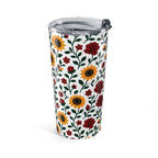 20oz Floral Stainless Steel Tumbler — Sunflower & Rose Insulated Travel Cup