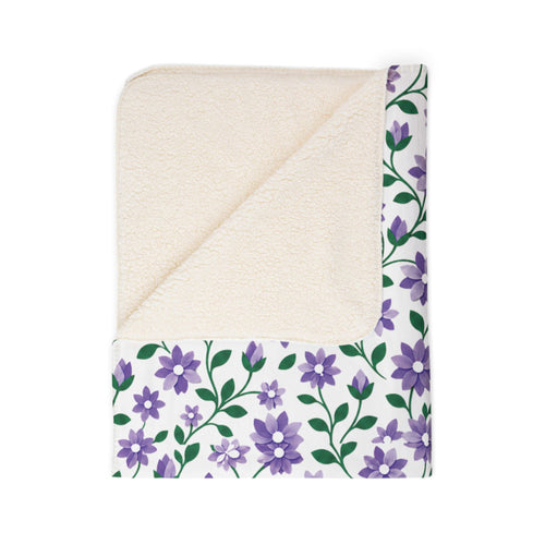 Lavender Phlox Floral Fleece Sherpa Blanket — Cozy Throw