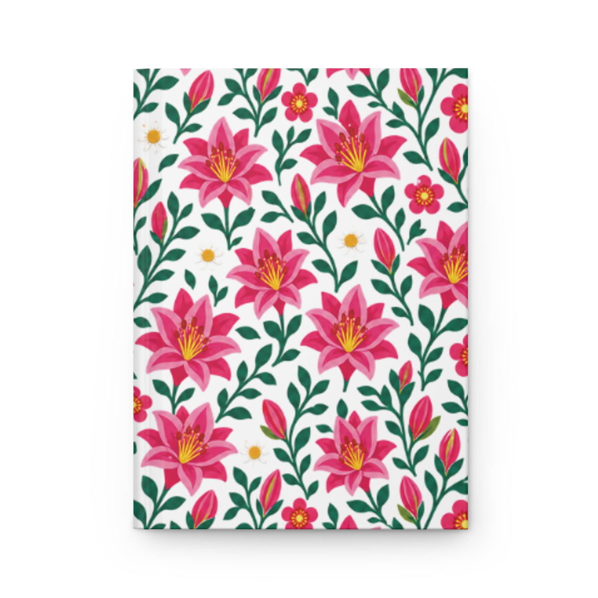 Hardcover Journal — Floral Lined Notebook - Pink Lilies
