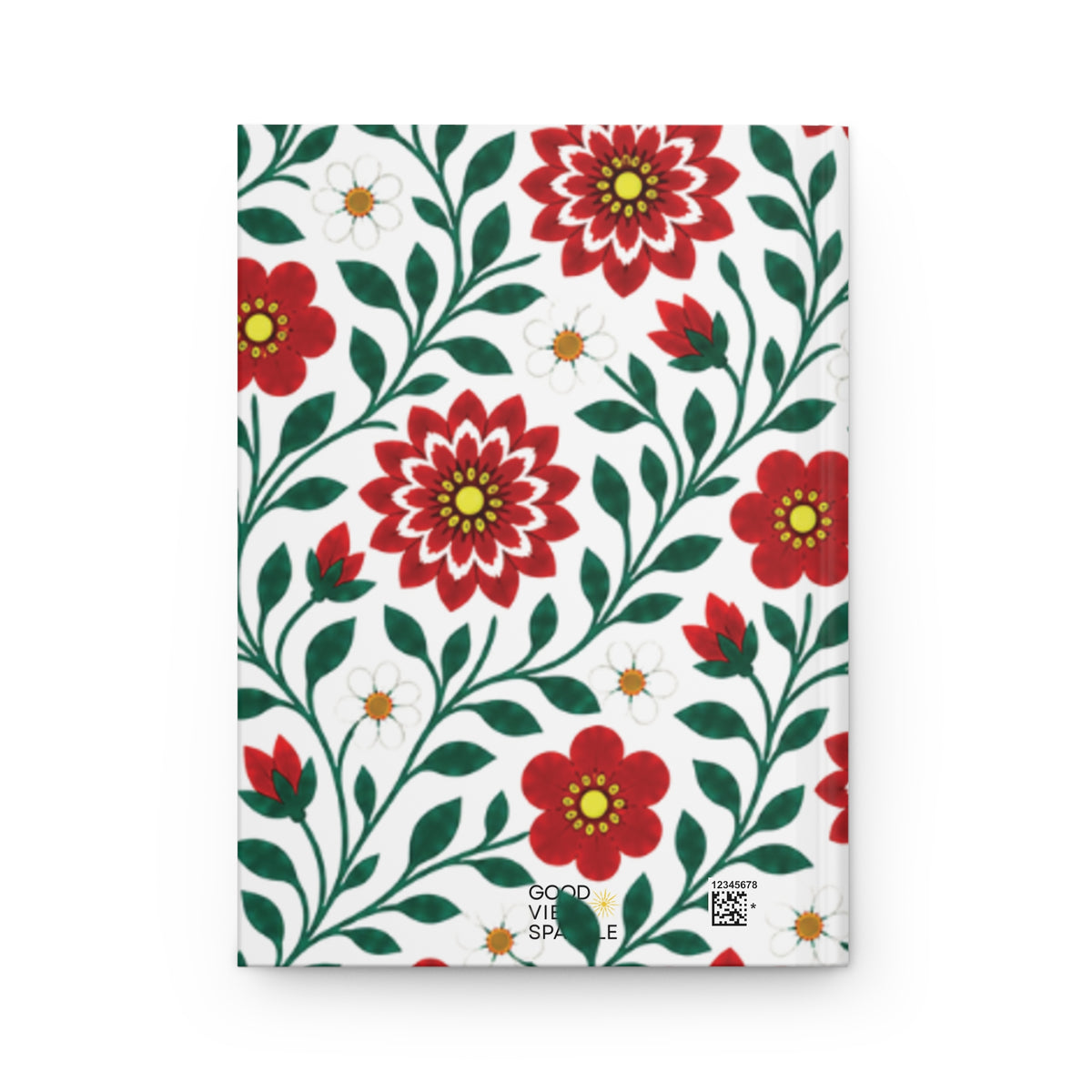 Hardcover Journal — Lined Notebook - Floral Red Dahlias