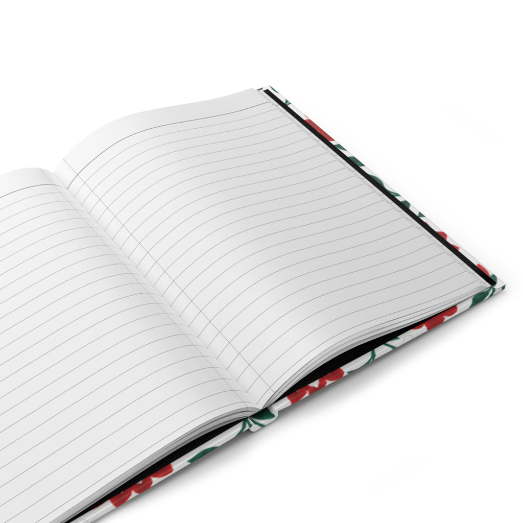 Hardcover Journal — Lined Notebook - Floral Red Dahlias