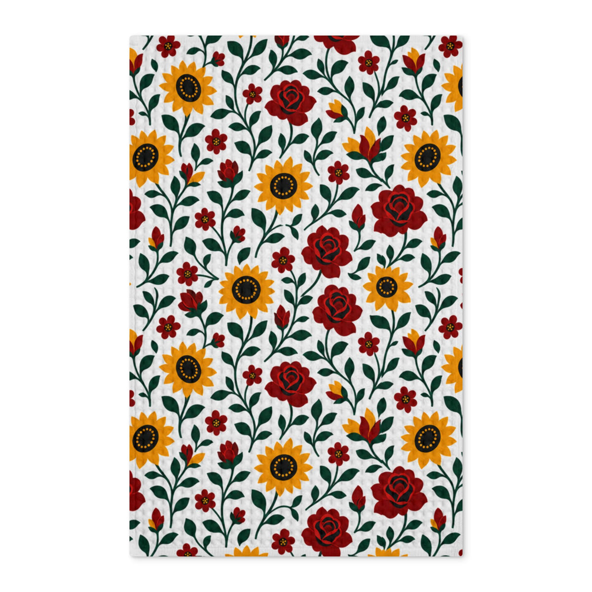 Floral Sunflower & Rose Waffle Tea Towel