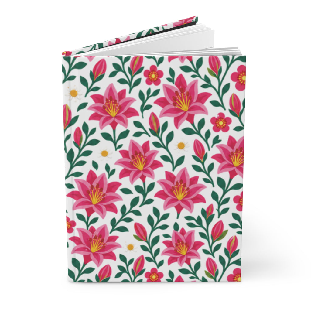 Hardcover Journal — Floral Lined Notebook - Pink Lilies