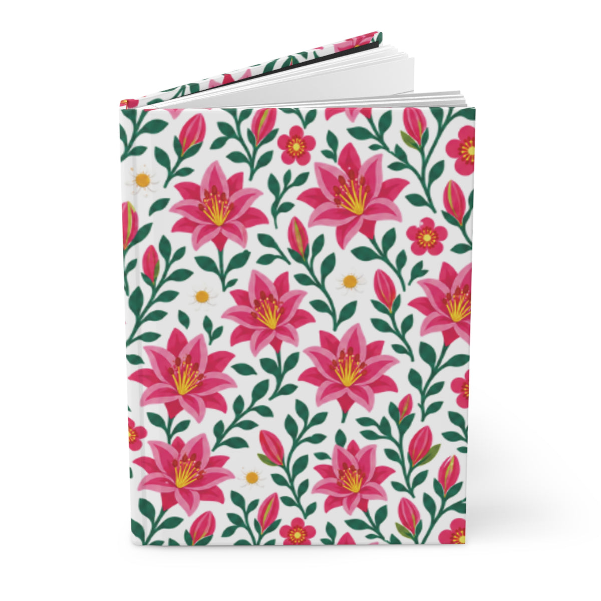 Hardcover Journal — Floral Lined Notebook - Pink Lilies