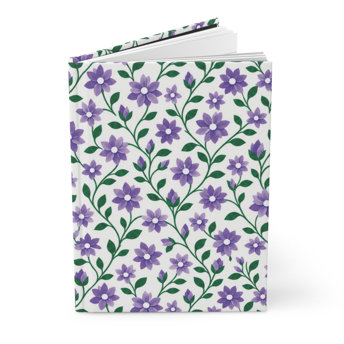 Hardcover Journal — Lined Floral Notebook - Purple Cascades