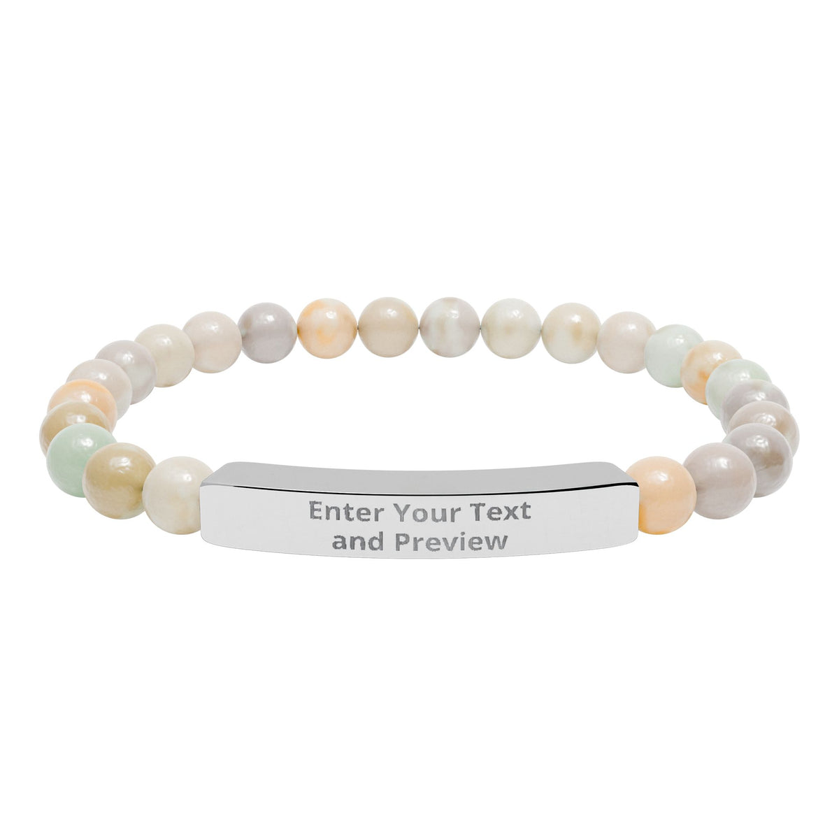 Personalize your Own Natural Stone Stretch Bar Bracelet (Engraving)