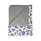 Fleece Sherpa Blanket with Grey Backing— Floral Cozy Throw - Purple Cascades -  2 Sizes