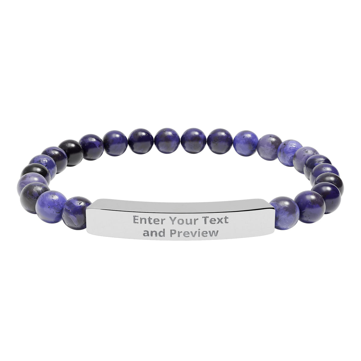 Personalize your Own Natural Stone Stretch Bar Bracelet (Engraving)