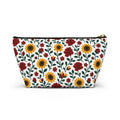 Floral Accessory Pouch — T‑Bottom Makeup Bag - Sunflower Roses