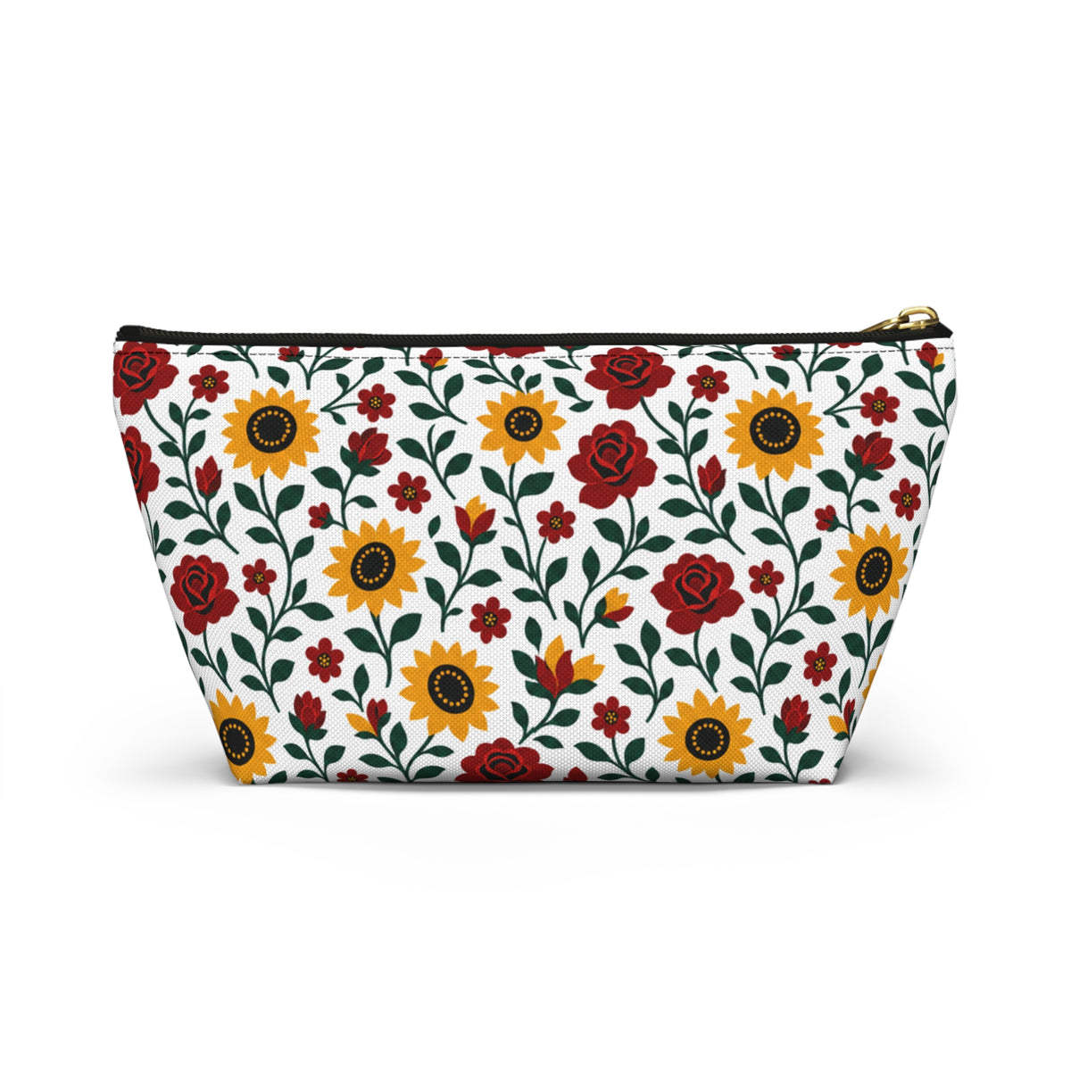 Floral Accessory Pouch — T‑Bottom Makeup Bag - Sunflower Roses