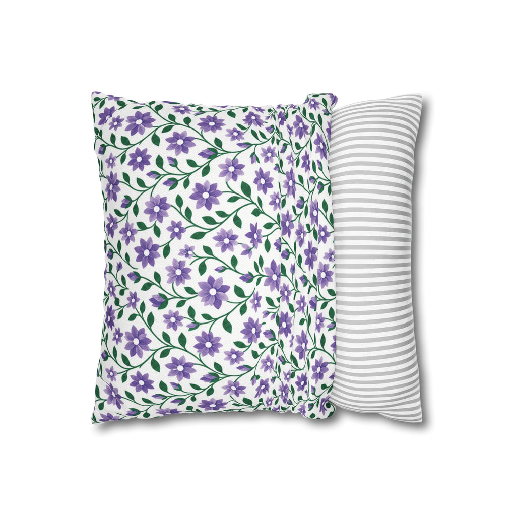 Decorative Square 14" x 14" Pillow Cover - Floral - Purple Cascades