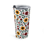 20oz Floral Stainless Steel Tumbler — Sunflower & Rose Insulated Travel Cup
