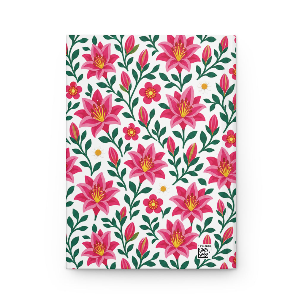 Floral Pink Lily Hardcover Journal — Lined Notebook for Notes & Gratitude