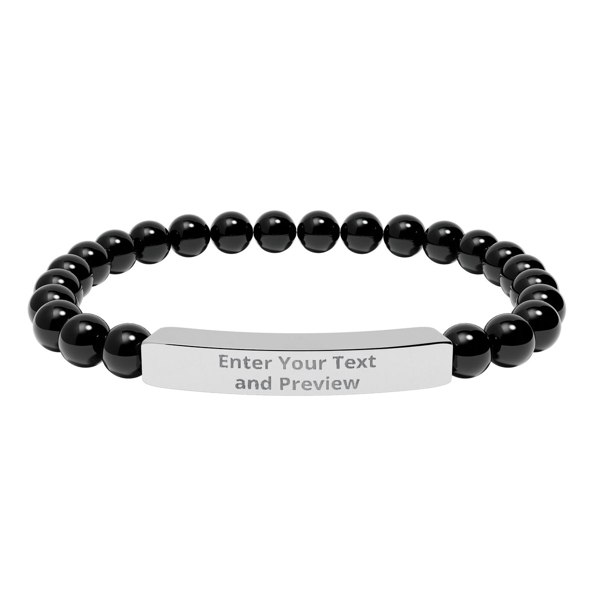 Personalize your Own Natural Stone Stretch Bar Bracelet (Engraving)