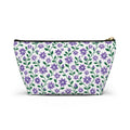 Accessory Pouch - Black or White Zipper - Floral - Purple Cascades