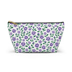 Accessory Pouch - Black or White Zipper - Floral - Purple Cascades