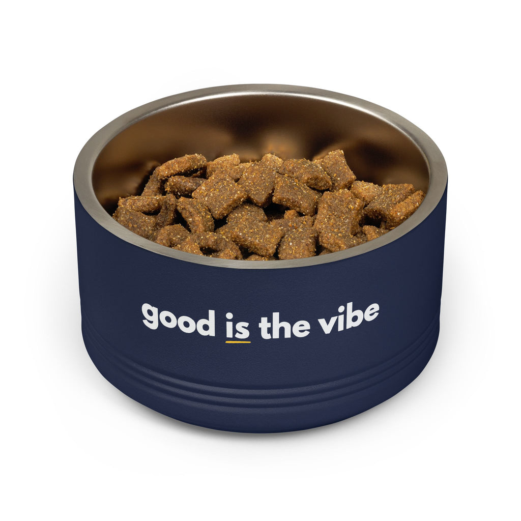 "good Is the vibe" Stainless Steel Double-Insulated Pet Bowl – 18oz -wording on front and back