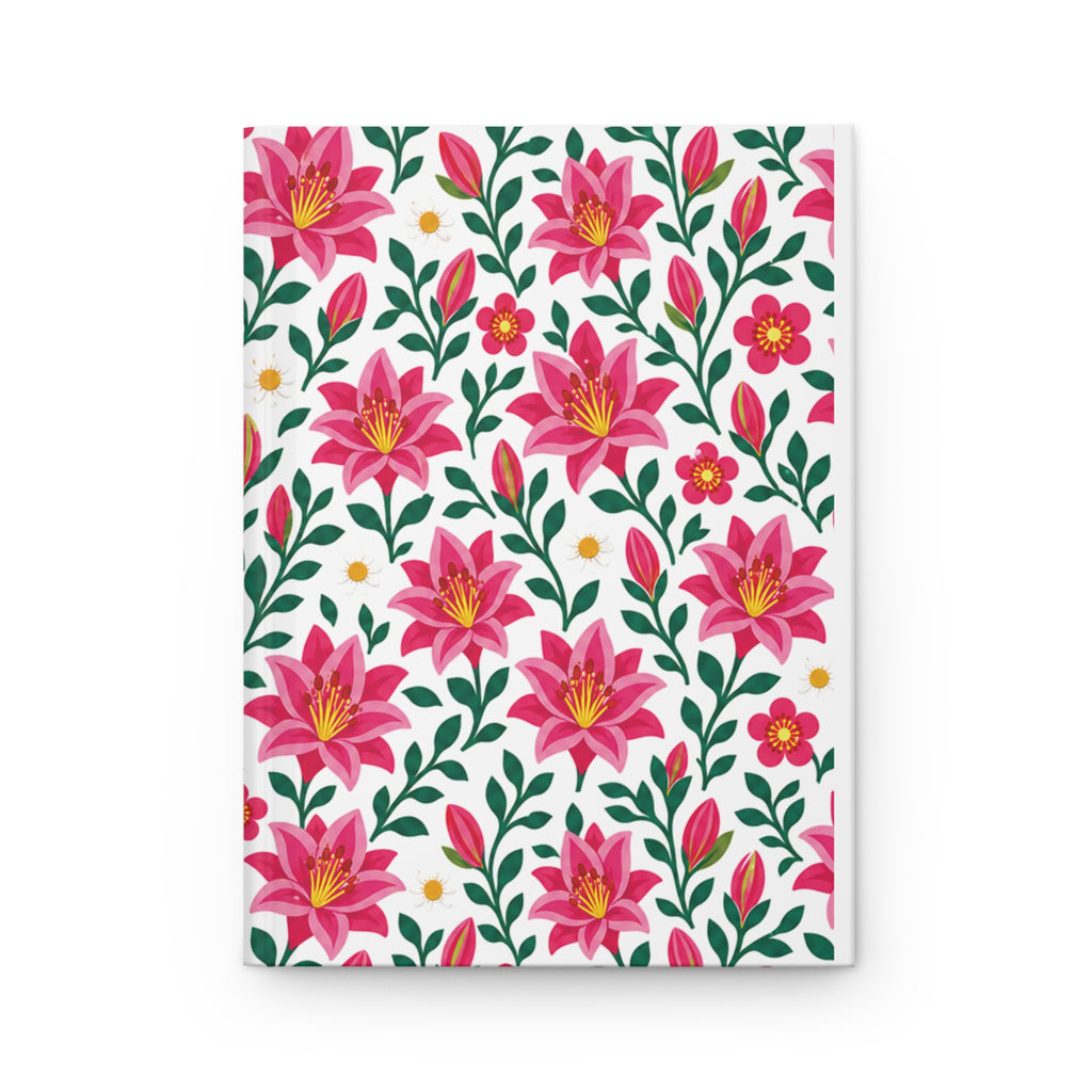 Floral Pink Lily Hardcover Journal — Lined Notebook for Notes & Gratitude