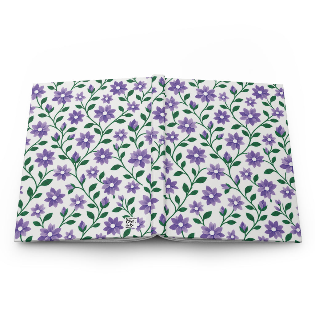 Hardcover Journal — Lined Floral Notebook - Purple Cascades