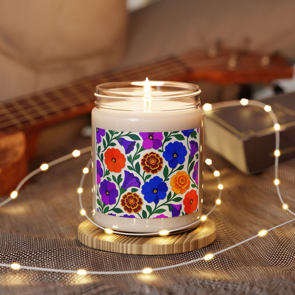 Floral Fiesta Soy Candle — 9oz Bright Wildflower Jar