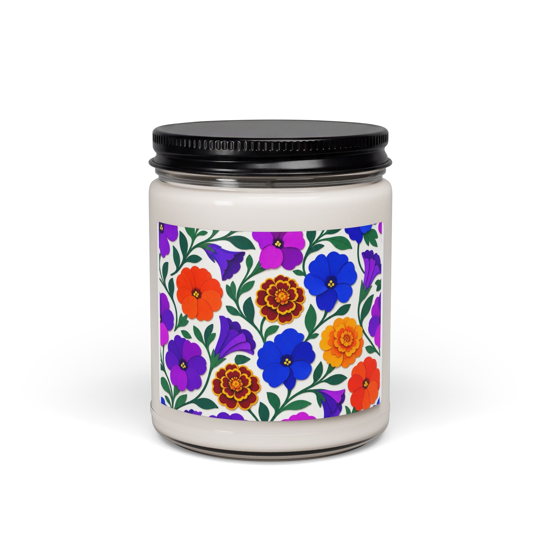 Floral Fiesta Soy Candle — 9oz Bright Wildflower Jar