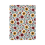 Fleece Sherpa Blanket – Floral Cozy Throw with Grey Backing- Sunflowers and Roses - Choose from 2 Sizes
