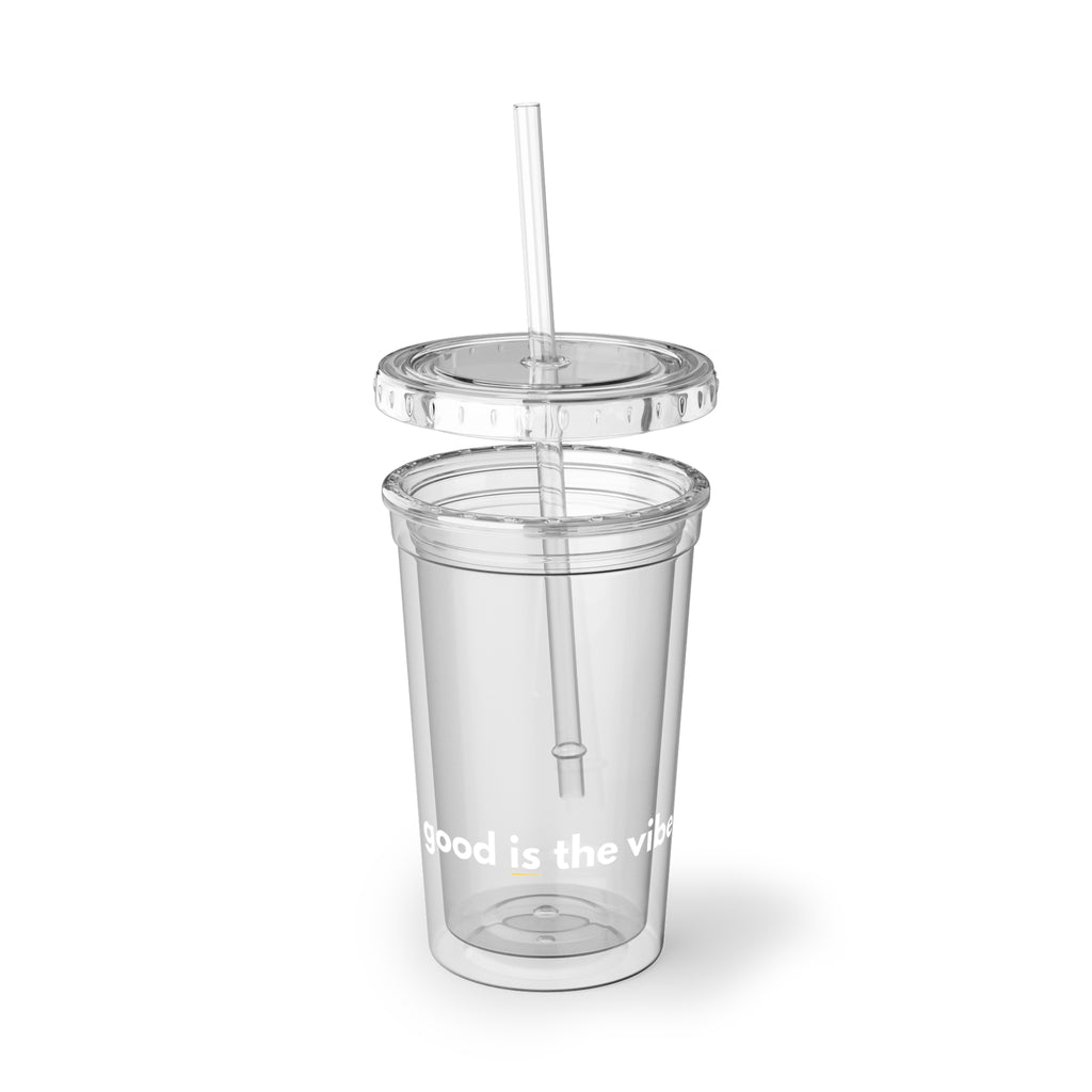 Clear Acrylic Tumbler — "Good Is the Vibe" Reusable Cup