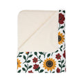 Fleece Sherpa Blanket – Floral Cozy Throw with Beige Backing - Sunflowers and Roses - Choose from 2 Sizes