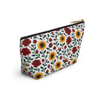 Floral Accessory Pouch — T‑Bottom Makeup Bag - Sunflower Roses