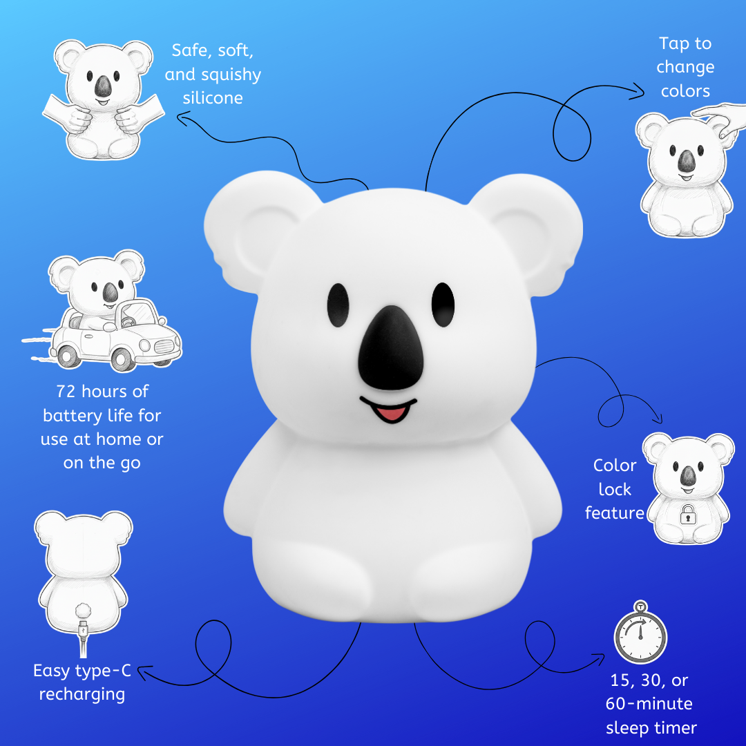 LumiPets Keith the Koala - Color Changing Night Light - Control by Tap or Remote