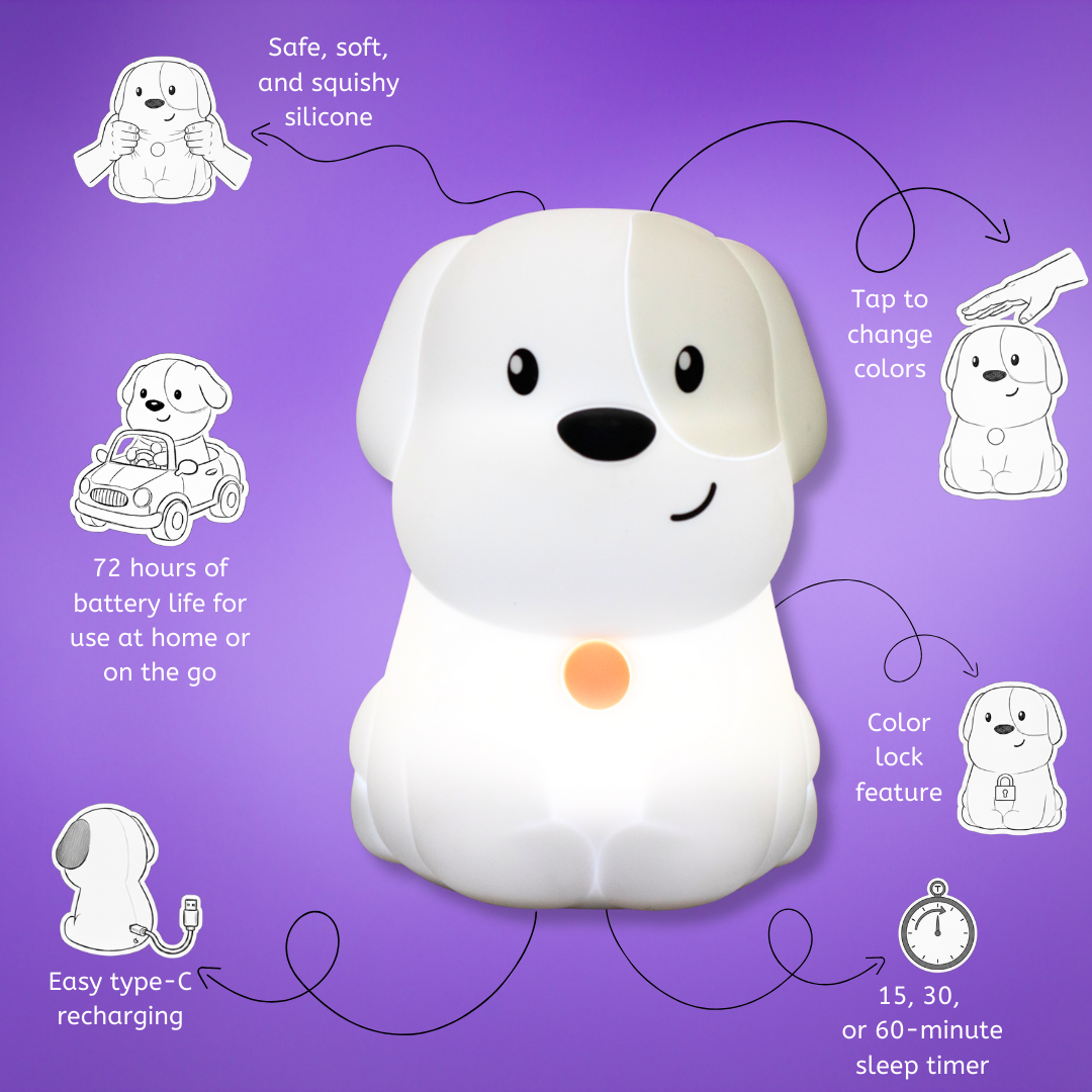 LumiPets Pepper the Puppy: The Ultimate Dog - Color Changing Night Light - Control by Tap or Remote