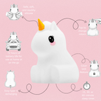 LumiPets Unicorn Color Changing Night Light - Control by Tap or Remote